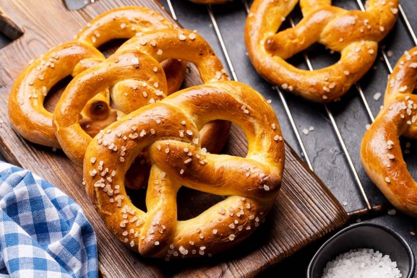 Bavarian Pretzel on wood board